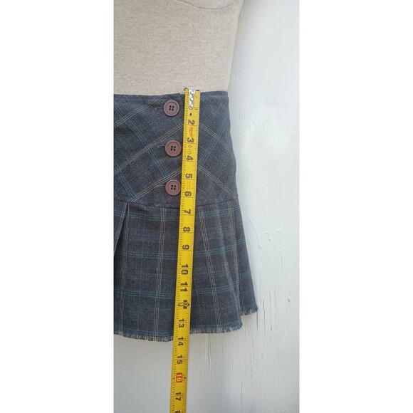 Vintage Tracy Evans 7 Woven Plaid Mini Skirt Women Blue Gray Y2K Academia Lolita - Picture 3 of 6